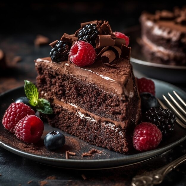 Schokoladenkuchen auf einem Teller