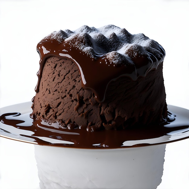 Schokoladenkuchen isoliert auf weißem Hintergrund. Beschneidungspfad enthalten