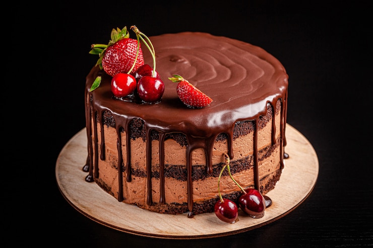 Schokoladenkuchen mit mit Beeren