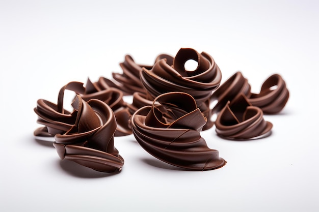 Schokoladenlocken auf weißem Hintergrund