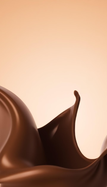Schokoladenmilchspritzer auf beigem Hintergrund Flüssigkeit geschmolzene Schokoladentextur Generative Ai