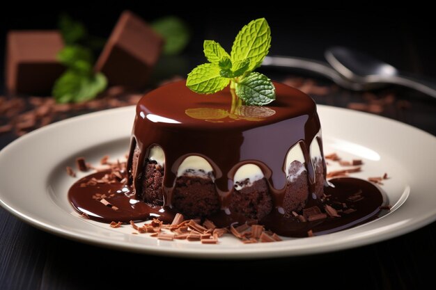 Schokoladenpudding-Dessert mit Creme