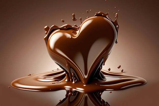 Schokoladenspritzer in Form von Herzen, Liebe zur Schokolade isoliert auf braunem Hintergrund