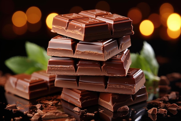 Schokoladenstück Schokoladenstücke 3D isoliert Generative KI