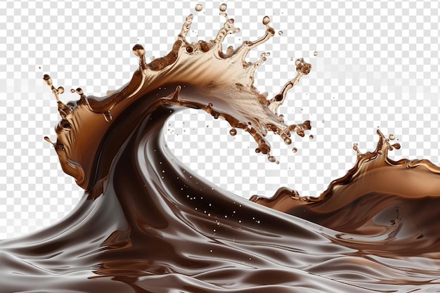 Schokoladenwellen-Spritzausschnitt auf transparentem Hintergrund