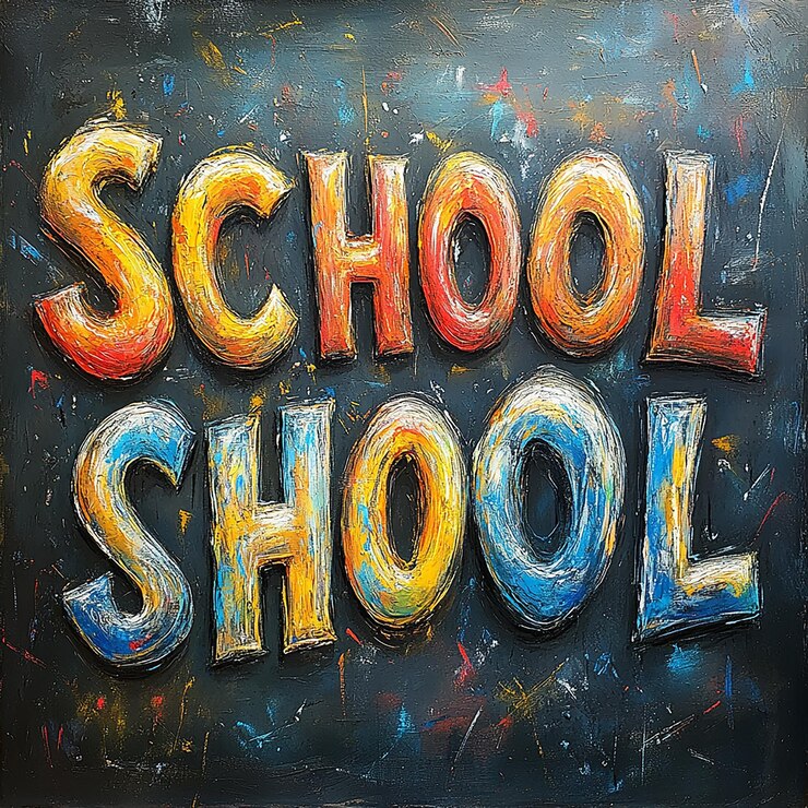 Foto school escrito con tiza en una pizarra negra de la escuela letras mayúsculas de una fuente sans-serif wi