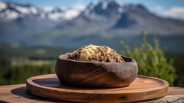 Schottische Haggis in einer Highland-Umgebung