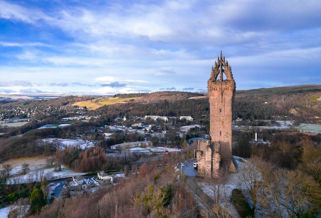 Schottland-Denkmal für William Wallace in der Stadt Stirling-Ansicht von oben