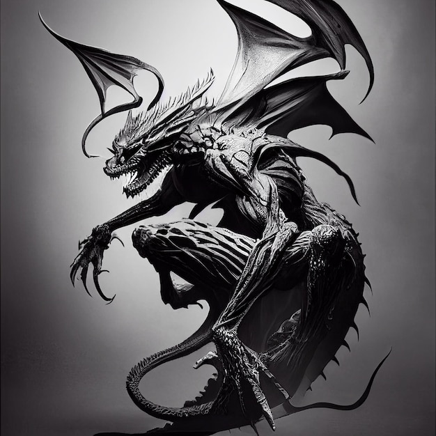 Schreckliche Drachen-Illustration-Fantasie-Bild