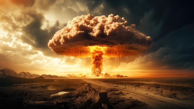 Schreckliche Explosion einer Atombombe mit einer Pilz-Wasserstoffbombe