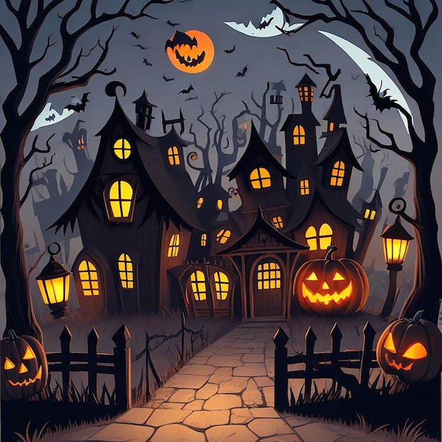 Schreckliche Halloween-Hintergrundillustration, die von KI generiert wurde