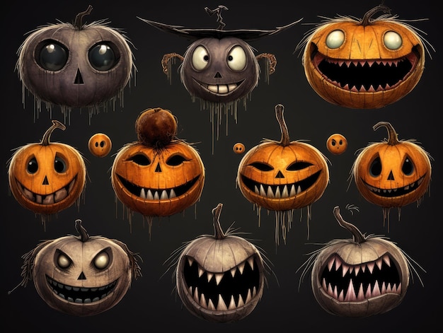 Schreckliche Kürbisfiguren-Kollektion Halloween-Set