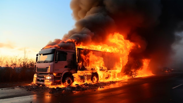 schreckliche Tragödie ein verbranntes Auto