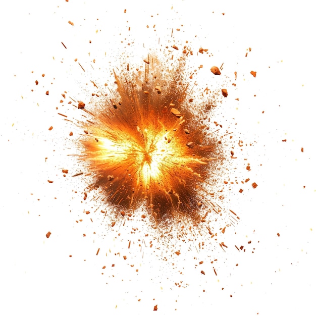 Schreckliche und warmcore Explosion isoliert auf weißem Hintergrund