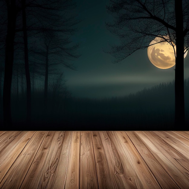 Schrecklicher Halloween-Hintergrund mit leeren Holzplatten dunkler Horror-Huntergrund Feierthema Copyspace für Text Ideal für die Produktplatzierung
