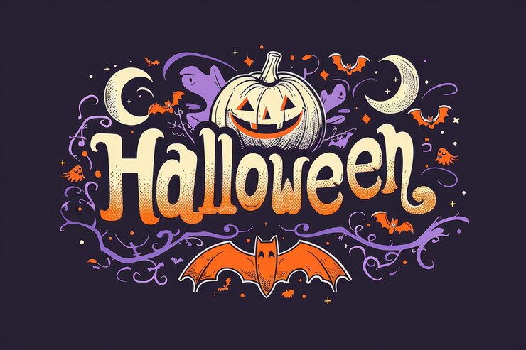 Foto schreckliches halloween-feiern-design mit kürbis und fledermäusen für festliche dekoration ki