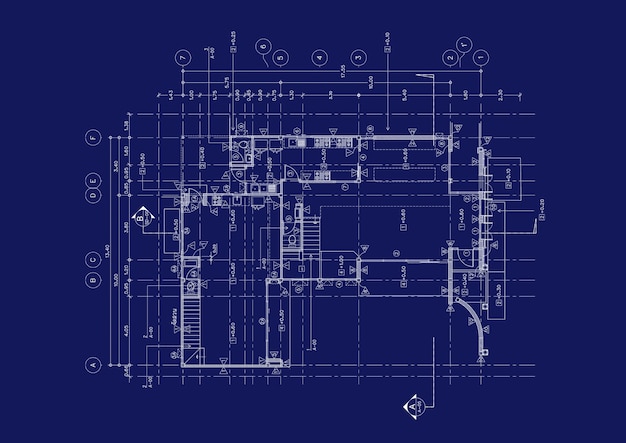 Foto schreiben sie eine blaupause für die architektur des gebäudes