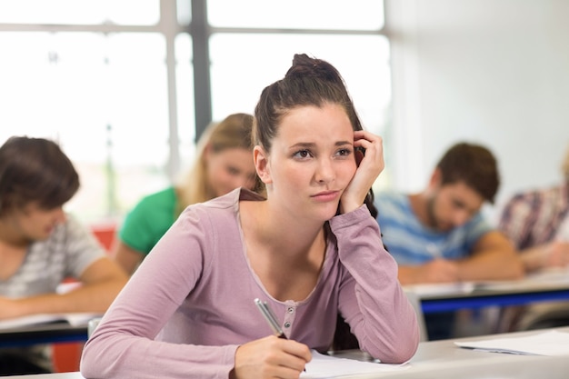 Schreibensanmerkungen der Studentin im Klassenzimmer