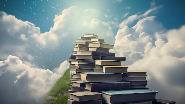 Schritte aus Büchern gegen den Himmel Generative KI