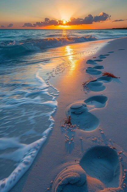 Schritte im Sand an einem friedlichen Strand