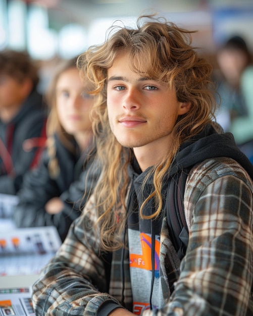 Foto schüler erstellen plakate für einen schulhintergrund