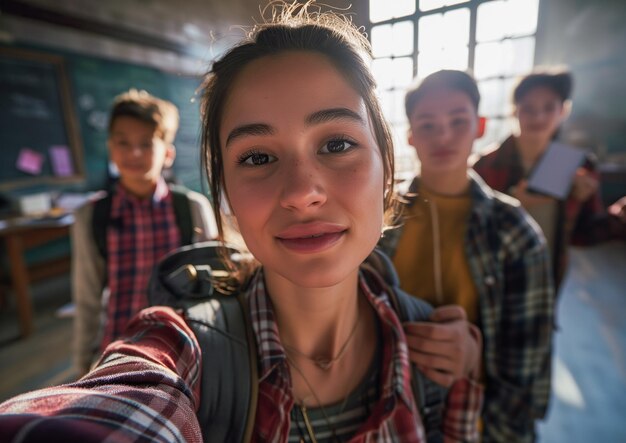 Foto schüler und lehrer in der schule bildungsbewegungen in schulen klassenzimmer