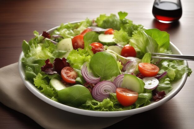 Schüssel Gemüsesalat auf dem Tisch