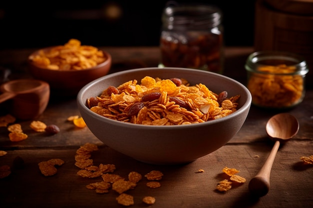 Schüssel mit knusprigen Cornflakes