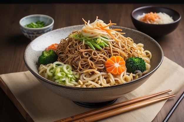 Schüssel mit Yakisoba und Haschi