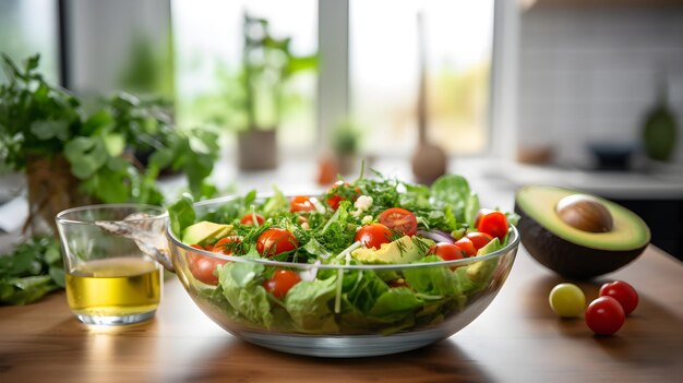 Schüssel Salat in einer modernen Küche