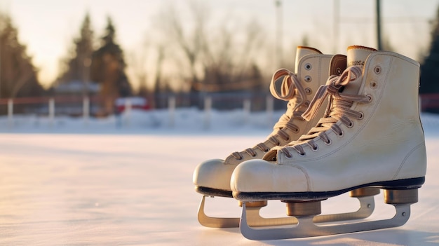 Schuhe von Eislaufen im Schnee