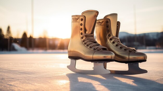 Schuhe von Eislaufen im Schnee