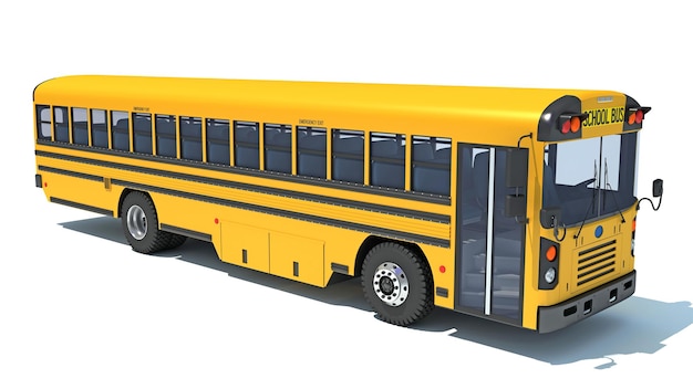 Schulbus d-Rendering auf weißem Hintergrund