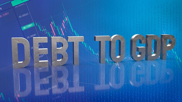 Schulden zum BIP-Text für den Geschäftshintergrund 3D-Rendering