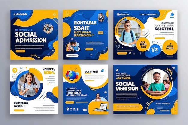 Schule Aufnahme soziale Medien Facebook Instagram Post Banner Vorlage mit bearbeitbaren eps