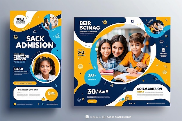 Schule Zulassung Social Media Post Design Vorlage Zurück zur Schule Social Media Vorlage oder Banner Design Vorlage