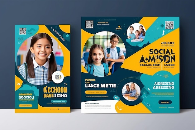 Schule Zulassung Social Media Post Design Vorlage Zurück zur Schule Social Media Vorlage oder Banner Design Vorlage