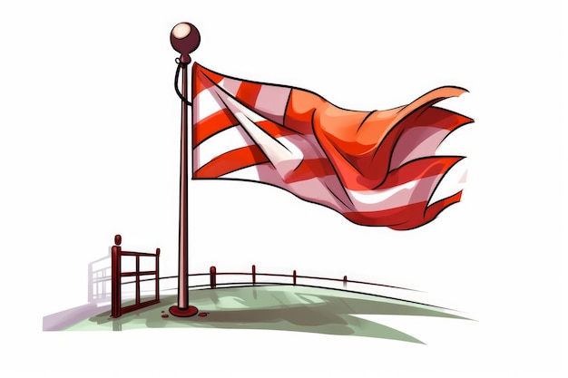 Schulflagge im Cartoon-Stil auf weißem Hintergrund, KI generiert