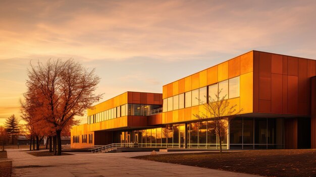 Schulgebäude mit blauem Himmel