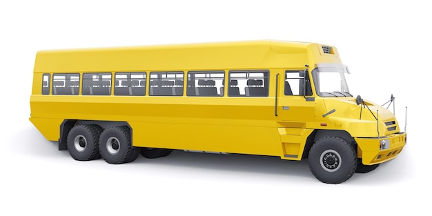 Schulgelber Bus zum Transport von Schulkindern zur Schule 3D-Illustration