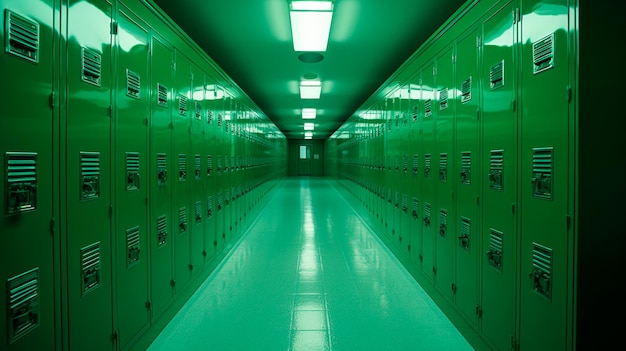 Schulkorridor mit Schließfächern Generative KI