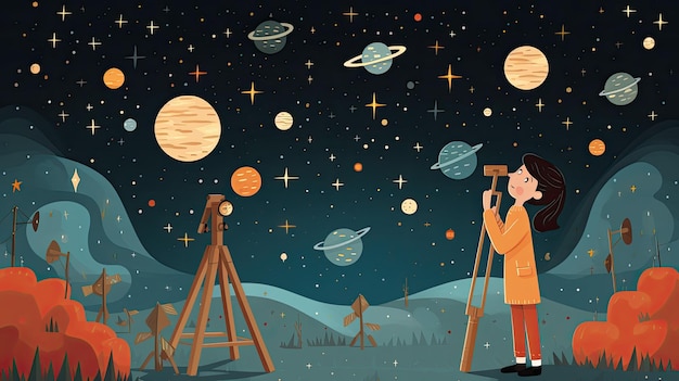 Schulsterne beobachten Nachtteleskope und Sternbilder, die die Geheimnisse des Universums erforschen