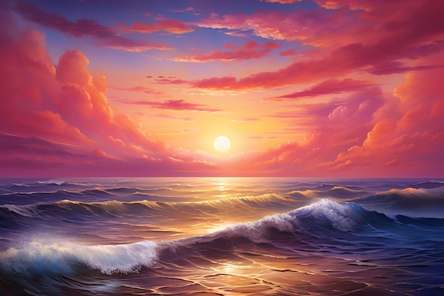 Schuss eines wunderschönen, atemberaubenden Sonnenuntergangs über dem Meer