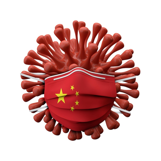 Schutzmaske der vietnamesischen Flagge auf einem Virusbakterium d rendern