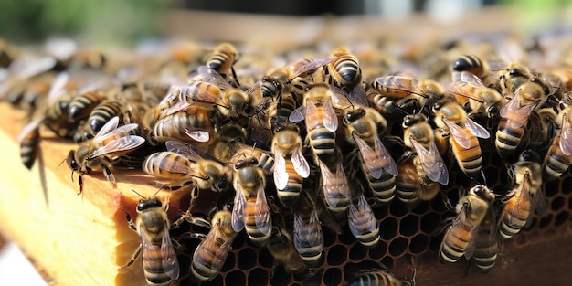 Schwärme von Bienen umgaben den Honigstock