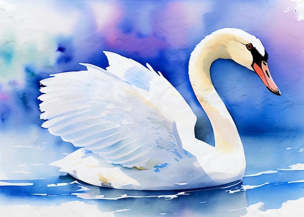 Schwan-Aquarell-Gemälde-Reproduktion künstlerische Illustration