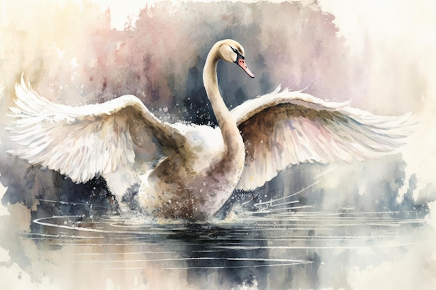 Schwan Aquarell handgezeichneten Stil