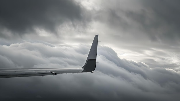 Schwanzflosse gegen die Wolken Stabilität und Kontrolle