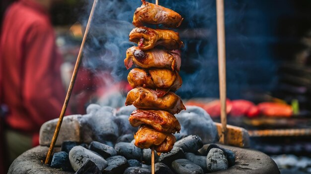 Schwarma-Fleisch mit Holzkohle