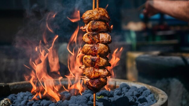 Schwarma-Fleisch mit Holzkohle